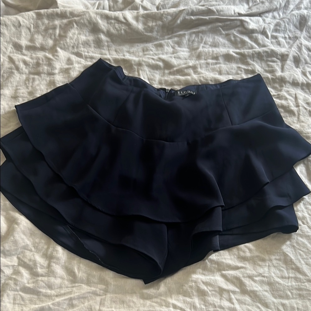 Eloquii Navy Ruffle Skorts